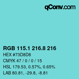 Color code: RGB 115.1 216.8 216 | qconv.com