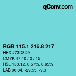 Farbcode: RGB 115.1 216.8 217 | qconv.com