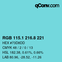 Color code: RGB 115.1 216.8 221 | qconv.com