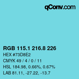 Color code: RGB 115.1 216.8 226 | qconv.com