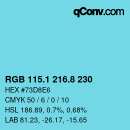 Color code: RGB 115.1 216.8 230 | qconv.com