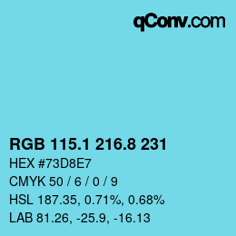 Code couleur: RGB 115.1 216.8 231 | qconv.com