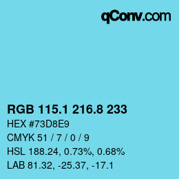 カラーコード: RGB 115.1 216.8 233 | qconv.com