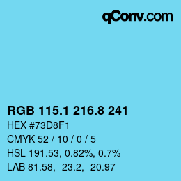 Color code: RGB 115.1 216.8 241 | qconv.com