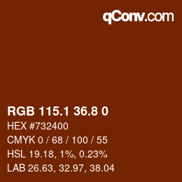カラーコード: RGB 115.1 36.8 0 | qconv.com
