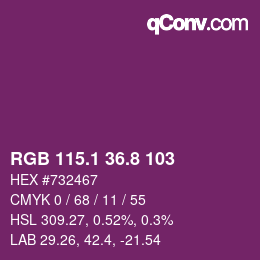 カラーコード: RGB 115.1 36.8 103 | qconv.com