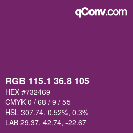 カラーコード: RGB 115.1 36.8 105 | qconv.com