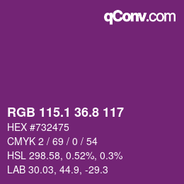 カラーコード: RGB 115.1 36.8 117 | qconv.com