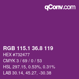 カラーコード: RGB 115.1 36.8 119 | qconv.com