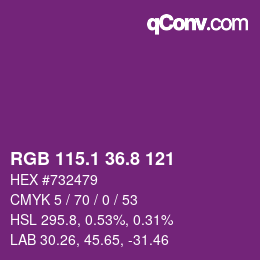 カラーコード: RGB 115.1 36.8 121 | qconv.com