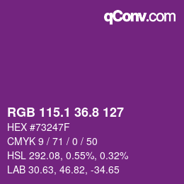 カラーコード: RGB 115.1 36.8 127 | qconv.com
