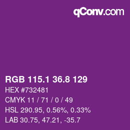 カラーコード: RGB 115.1 36.8 129 | qconv.com