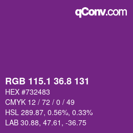 カラーコード: RGB 115.1 36.8 131 | qconv.com