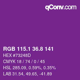 カラーコード: RGB 115.1 36.8 141 | qconv.com