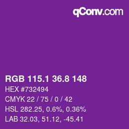 カラーコード: RGB 115.1 36.8 148 | qconv.com
