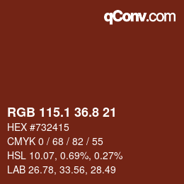 カラーコード: RGB 115.1 36.8 21 | qconv.com