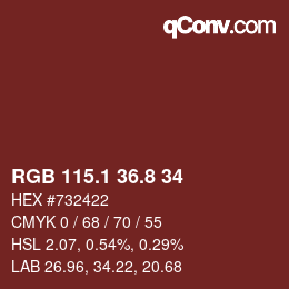 Color code: RGB 115.1 36.8 34 | qconv.com