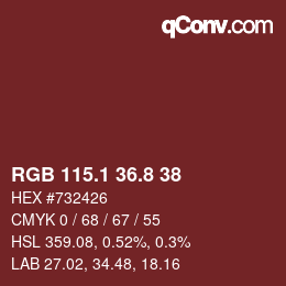 Color code: RGB 115.1 36.8 38 | qconv.com