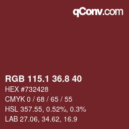 カラーコード: RGB 115.1 36.8 40 | qconv.com
