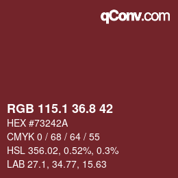 カラーコード: RGB 115.1 36.8 42 | qconv.com
