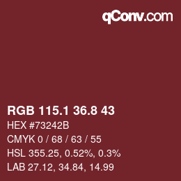 Farbcode: RGB 115.1 36.8 43 | qconv.com