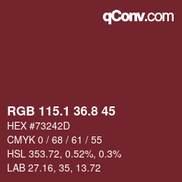 カラーコード: RGB 115.1 36.8 45 | qconv.com