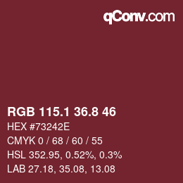 カラーコード: RGB 115.1 36.8 46 | qconv.com