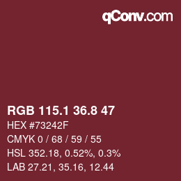 カラーコード: RGB 115.1 36.8 47 | qconv.com
