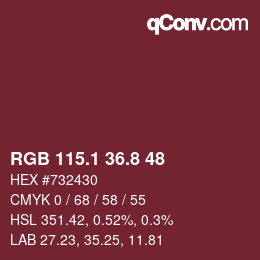 Color code: RGB 115.1 36.8 48 | qconv.com