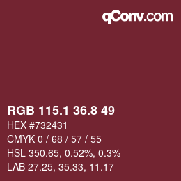 カラーコード: RGB 115.1 36.8 49 | qconv.com