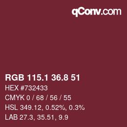 カラーコード: RGB 115.1 36.8 51 | qconv.com