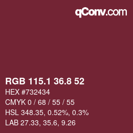 カラーコード: RGB 115.1 36.8 52 | qconv.com