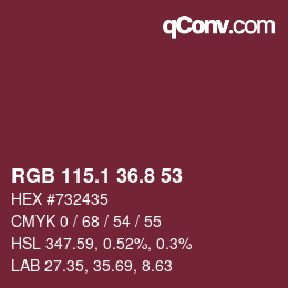 Color code: RGB 115.1 36.8 53 | qconv.com