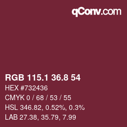 カラーコード: RGB 115.1 36.8 54 | qconv.com