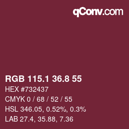カラーコード: RGB 115.1 36.8 55 | qconv.com