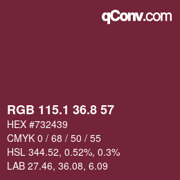 カラーコード: RGB 115.1 36.8 57 | qconv.com
