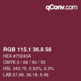 Color code: RGB 115.1 36.8 58 | qconv.com