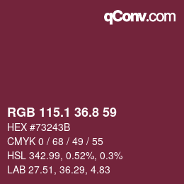 カラーコード: RGB 115.1 36.8 59 | qconv.com