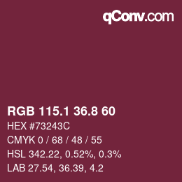 カラーコード: RGB 115.1 36.8 60 | qconv.com