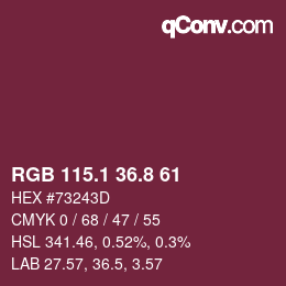 カラーコード: RGB 115.1 36.8 61 | qconv.com