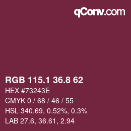 カラーコード: RGB 115.1 36.8 62 | qconv.com