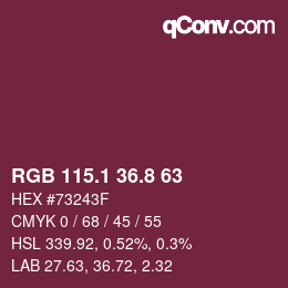 Color code: RGB 115.1 36.8 63 | qconv.com