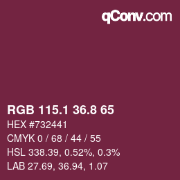 カラーコード: RGB 115.1 36.8 65 | qconv.com