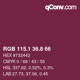 カラーコード: RGB 115.1 36.8 66 | qconv.com