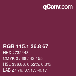 カラーコード: RGB 115.1 36.8 67 | qconv.com