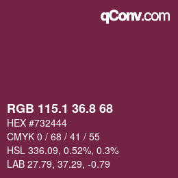 カラーコード: RGB 115.1 36.8 68 | qconv.com
