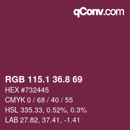 カラーコード: RGB 115.1 36.8 69 | qconv.com