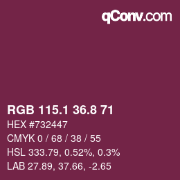 カラーコード: RGB 115.1 36.8 71 | qconv.com
