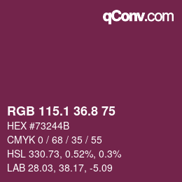 カラーコード: RGB 115.1 36.8 75 | qconv.com