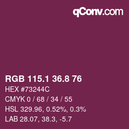 カラーコード: RGB 115.1 36.8 76 | qconv.com
